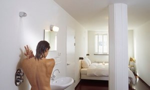 Room with open-plan bathroom