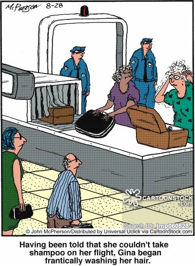 Having been told that she couldn't take shampoo on her flight, Gina began frantically washing her hair.